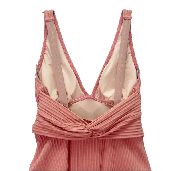 NWT Cupshe Textured Plunge One Piece Swimsuit Pink Size M Ribbed Bathing Suit - Image 6