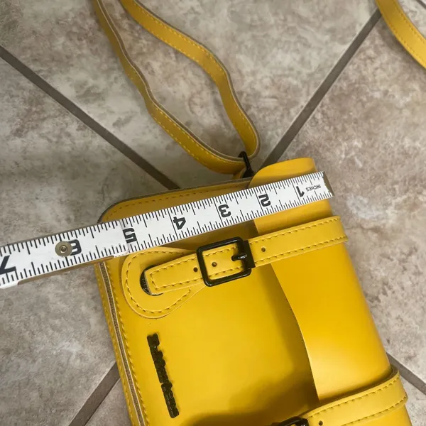 Dr Martens 7 Inch Yellow Leather Satchel Mini Crossbody Bag Buckle Accent - Image 4