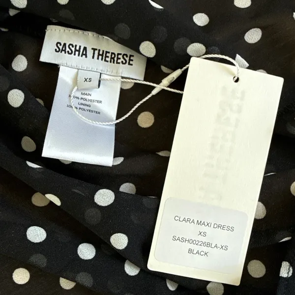 Sasha Therese Clara Polkadot Maxi Dress Size XS in Block White - Image 3