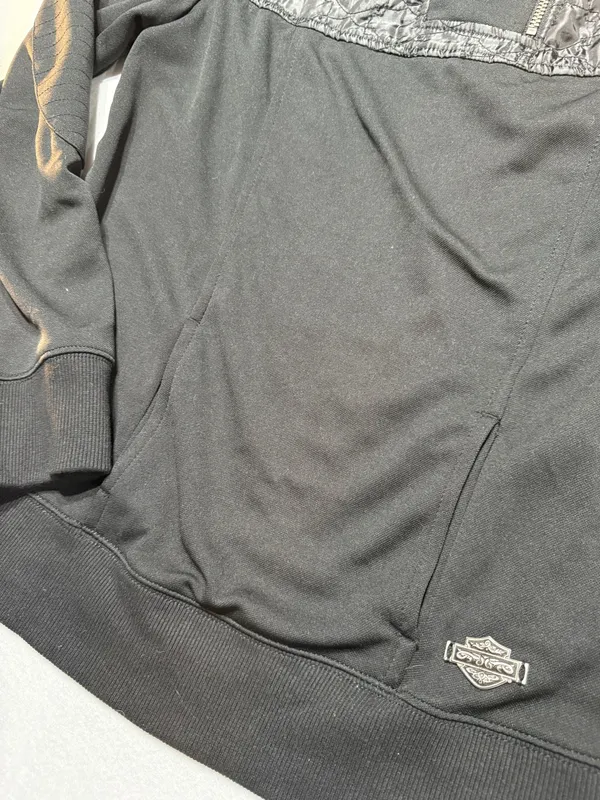 Harley-Davidson Women’s 1/4 Zip Sweater Black Orange Embroidered L - Image 2