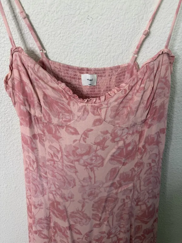 Aritzia Wilfred Broadway Ruffle‎ Slip Midi Dress Coral Rose Womens Size 8 - Image 3