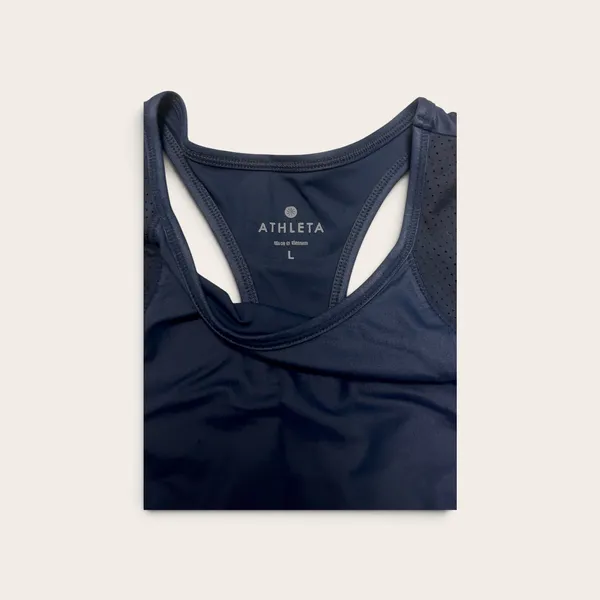 Athleta Navy Perforated Racerback Workout Tank Top Women's Large - Image 2