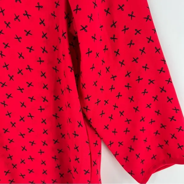 Vero Moda Novelty‎ Print Scissors Lightweight Chiffon V-Neck Top Hair Salon - Image 4