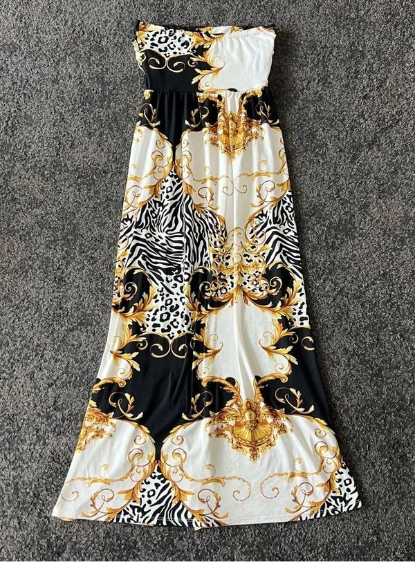 absolutely love it printed strapless maxi dress with pockets - Image 6