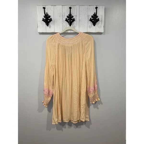 Free People Wind Willow Mini Dress Embroidered Boho Tunic Size Large - Image 2