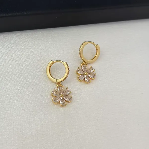 CZ Flower Dangle Drop Earrings for Women - Image 4