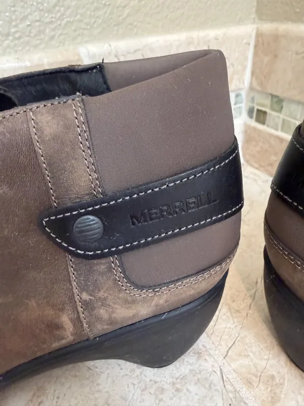 Merrell Veranda Waterproof Comfort Ankle Bootie Boots Size 8 Cloudy Brown - Image 5