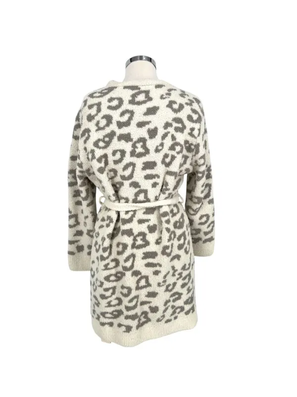 Comfyluxe Leopard Print Luxury Soft Robe Cream Ivory Gray One Size NWT Cozy Core - Image 7