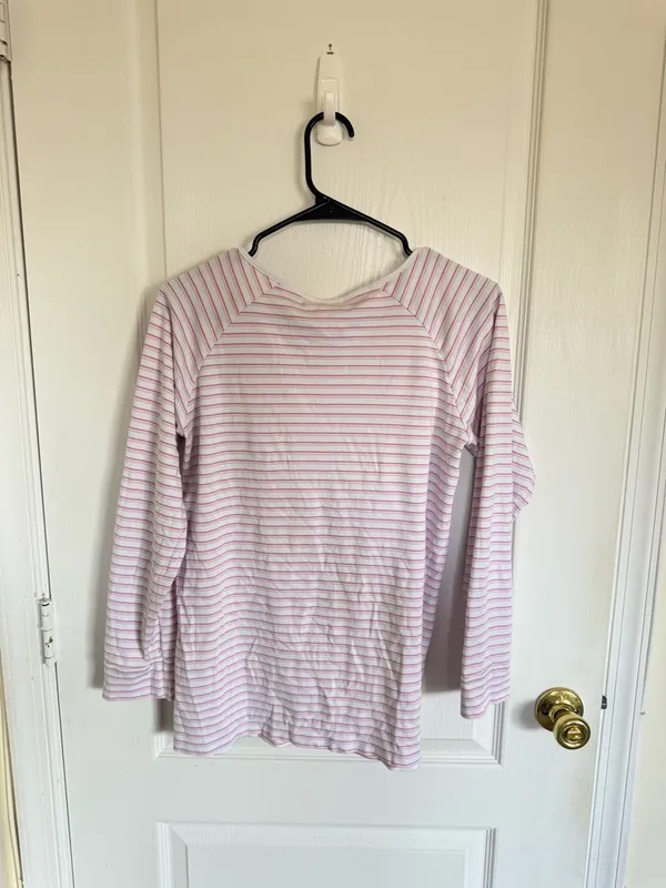 LAKE Pink Striped Long-Sleeve Henley Top - Image 8