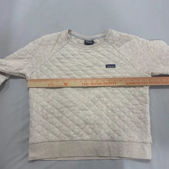 Patagonia Womens Organic Cotton Quilt Crewneck Sweatshirt Oatmeal Heather Large - Image 3