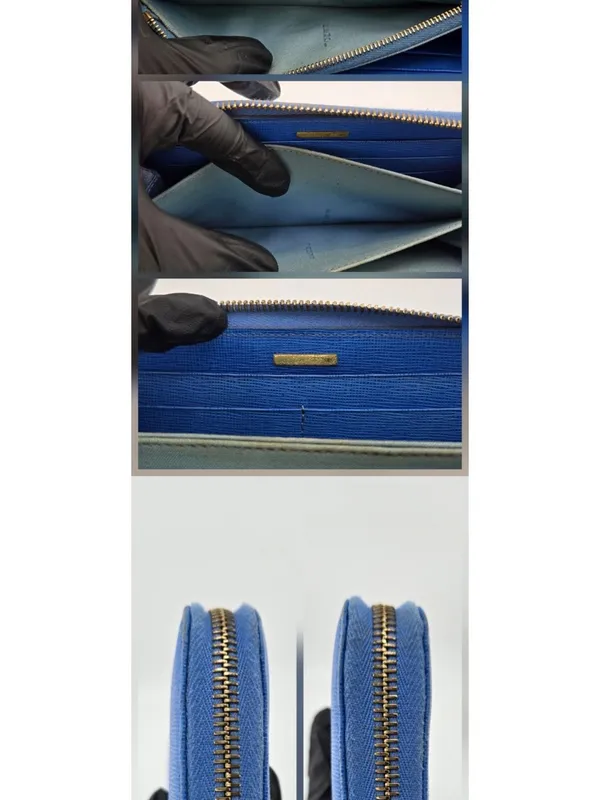Fendi Royal Blue Zip Around Leather Wallet - Image 5