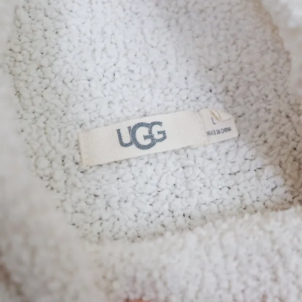 UGG Turtleneck Sweater Womens Large Cream Teddy Knit Plush‎ Cozy Drop Shoulder L - Image 4