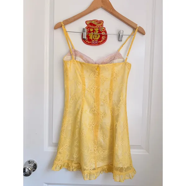 Anyfood Universe Sabrina Lemon Dress Rare Slip Mini Dress‎ Size Small - Image 7