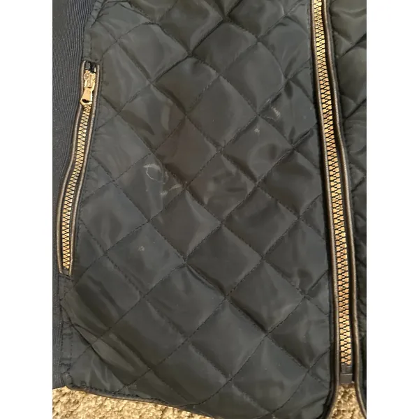 Quilted Moto Jacket Sherpa Lined Y2K Equestrian Elbow Patch Navy 1X Cavalini‎ - Image 14