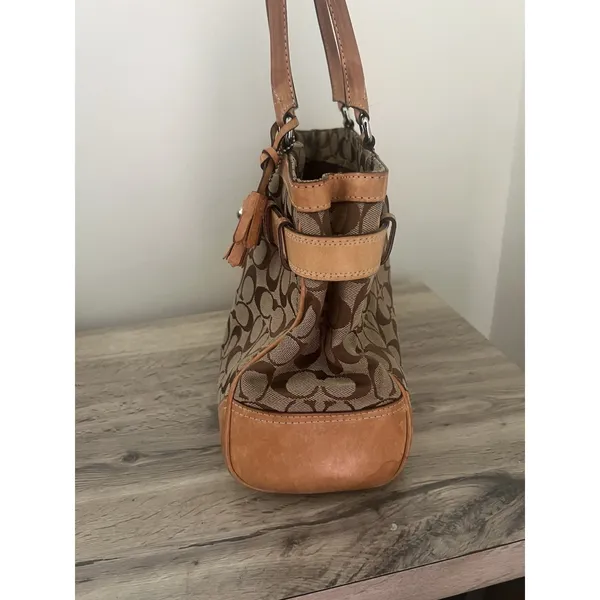 Coach Hampton Satchel Women Medium Brown Monogram Canvas Y2K Preppy 8K07 - Image 4