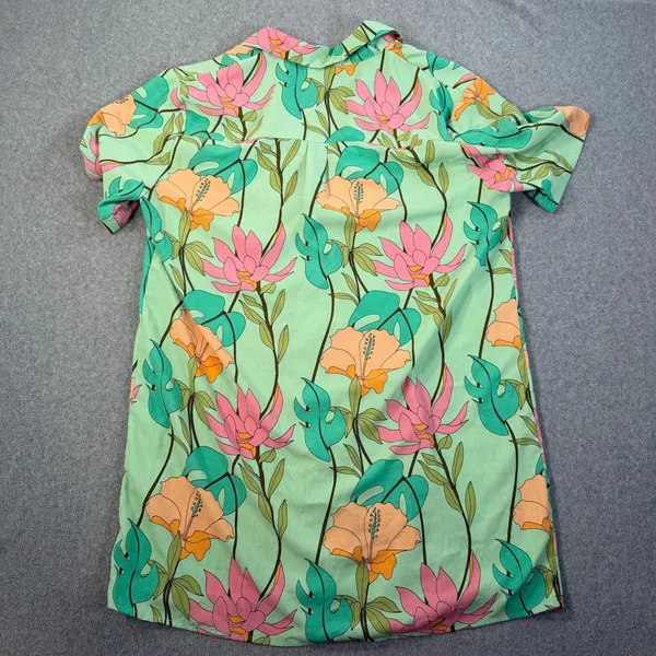 Lulus Women's Small Totally Tropical Light Green Floral Button Up Shirt Dress - Image 10
