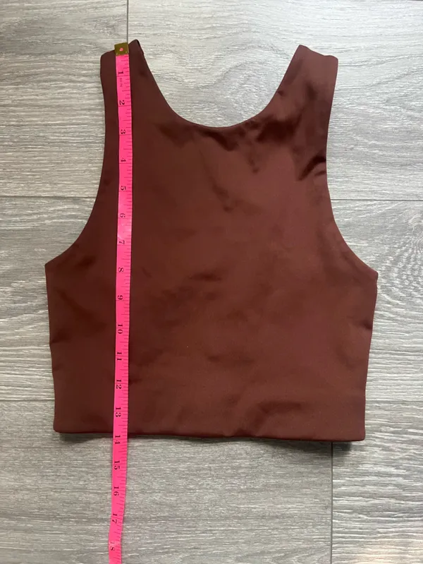 Girlfriend Collective Brown High Neck Longline Sports Bra Cropped Tank Yoga XS - Image 4