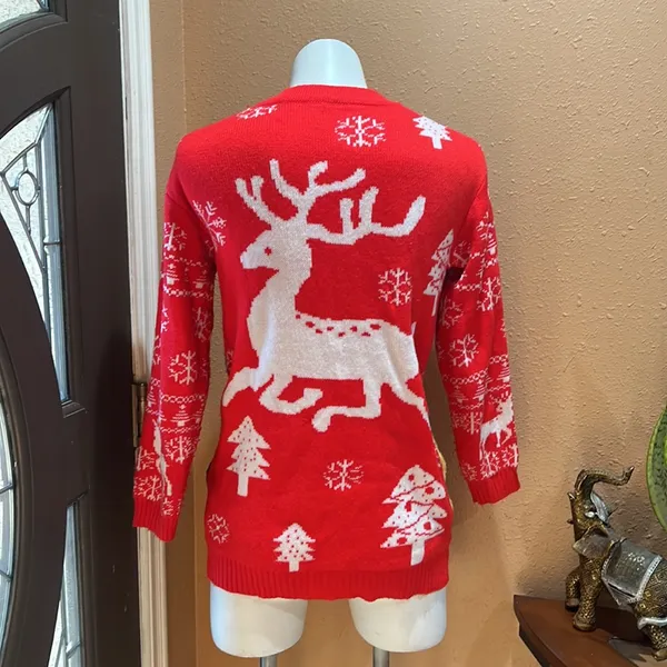 Red Christmas button up cardigan - Image 5