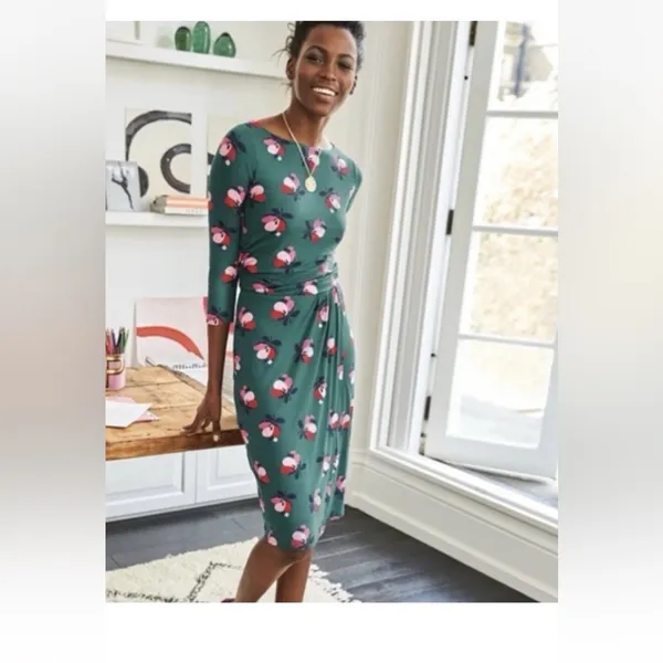 Boden Teal Dress with Pink Floral‎ Pattern Green Size undefined - Image 3