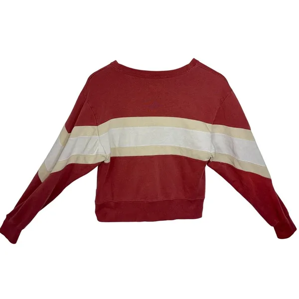 Abercrombie & Fitch Red Colorblock Fleece Crop Long Sleeve Sweatshirt Size XS - Image 2