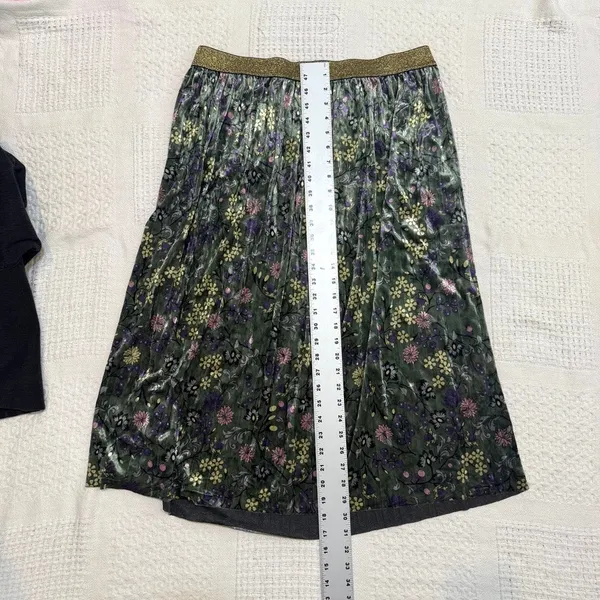ModCloth XL floral velvet pleated midi swing skirt SK2 3642 - Image 4