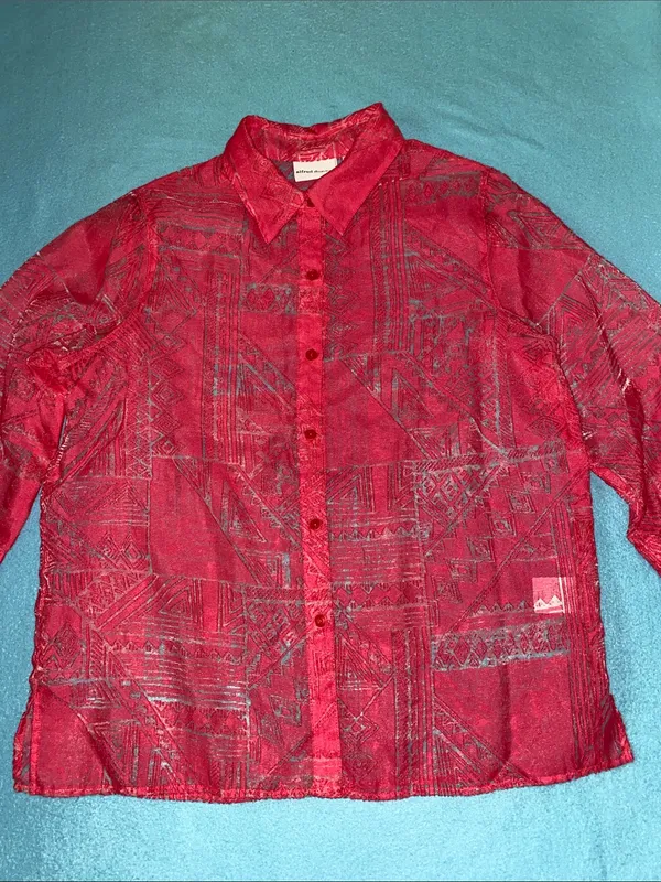 ALFRED DUNNER 2 pc button up 3/4 sleeve semi sheer, matching tank top size 16 - Image 3
