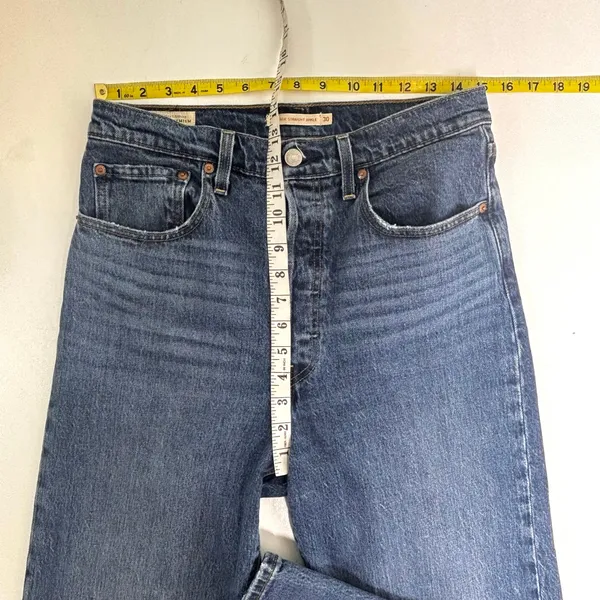 Levi’s Ribcage Straight Ankle Button Fly Jeans Medium Blue Wash 30 - Image 9