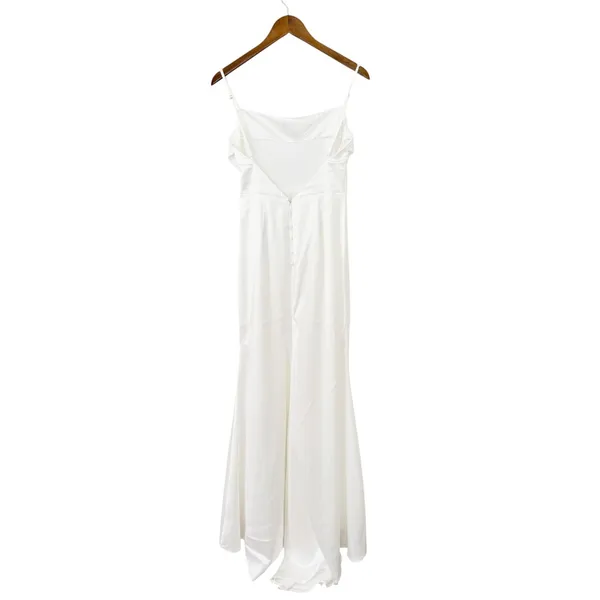 Lulus Lovely Endearment White Satin Sleeveless Backless Maxi Dress size S NWT - Image 4