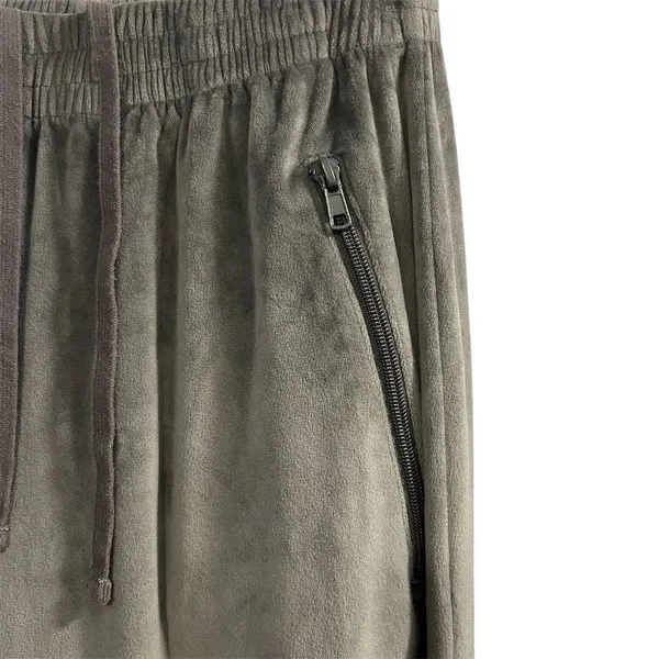 Skims Women's Gray Velour Wide-Leg High Rise Pull-On Pants Size‎ S - Image 4