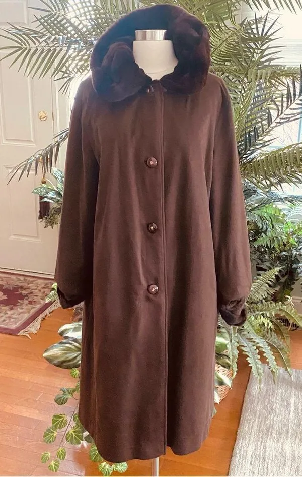 🌹Hp🌹Vintage Luxury Reversible Fur & Suede Long Coat - Image 5