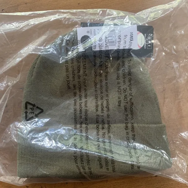 Authentic ‘47  Los Angeles Dodgers Basic Raised Knit Cuffed Olive Beanie - Image 2