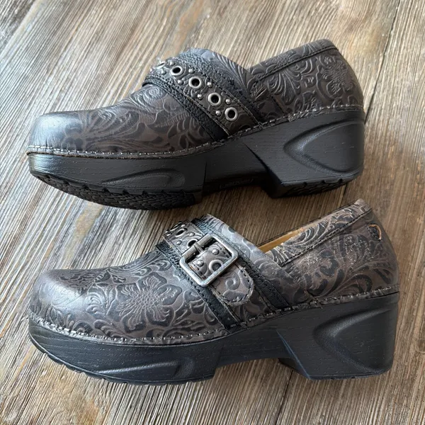 Nurse Mates Pillow Top Clogs Women’s Sz 9 Chelsea Metallic Paisley Shoes comfort - Image 3