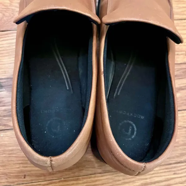 Rockport Women's Brown Leather Square Toe Loafers Size 7M Slip On Workwear - Image 6