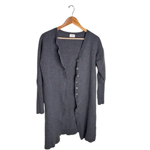 Wilifred Long Cardigan Blue Size Large Merino Wool Dusky Long Sleeves Buttons - Image 2