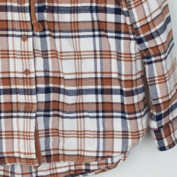 American Eagle Womens Plaid Boyfriend Style Flannel Shirt Size‎ S Brown Hoodie - Image 3