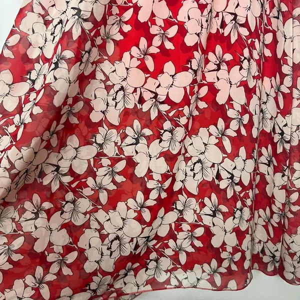TTI Floral Off Shoulder Chiffon Red Maxi Dress Size Small - Image 9