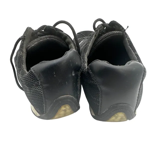 Coach Size 6 Black Monogram Sneakers Mesh Leather Trim Lace-Up Casual Shoes - Image 6