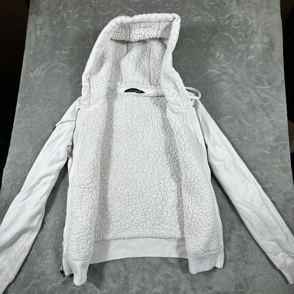 Abercrombie & Fitch Vintage Y2K Spellout Zip Up Hoodie Womens XS Sherpa Lined - Image 5