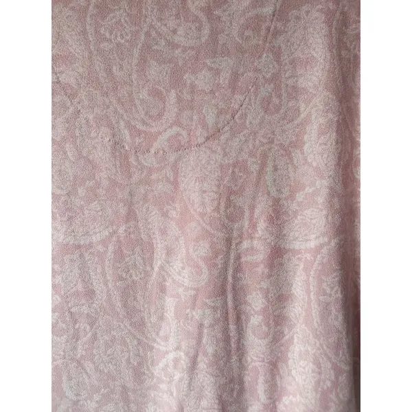 Lucky Brand Pink Paisley Knit Top Rolled Short Sleeve M - Image 4