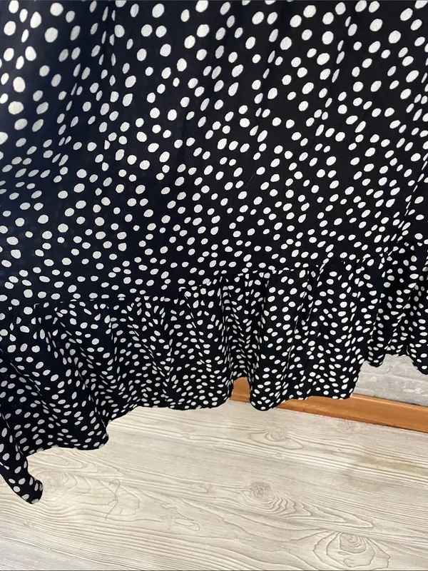 Zara Black and White Polka Dot Midi Dress - Image 5