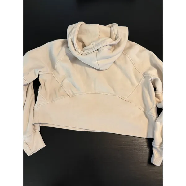 Manifest Offline Womens Cream‎ Quarter Zip Cropped Hoodie Sweatshirty Small - Image 6