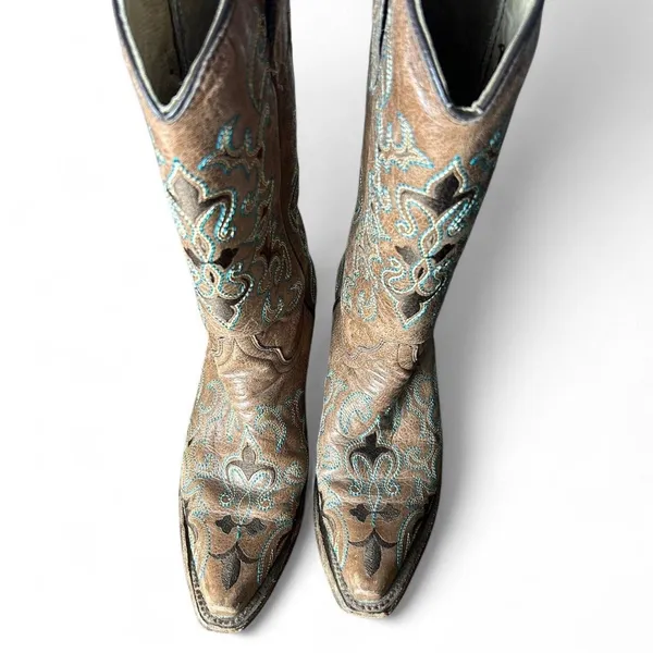 Circle g brown and blue coastal cowgirl boots size 6 1/2 - Image 4
