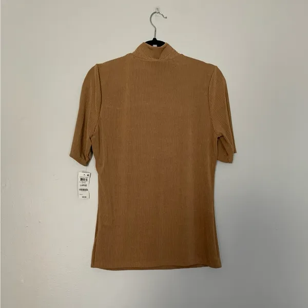 I.N.C. International Concepts Short Sleeve Cutout Mock Neck Top Light Camel - Image 6