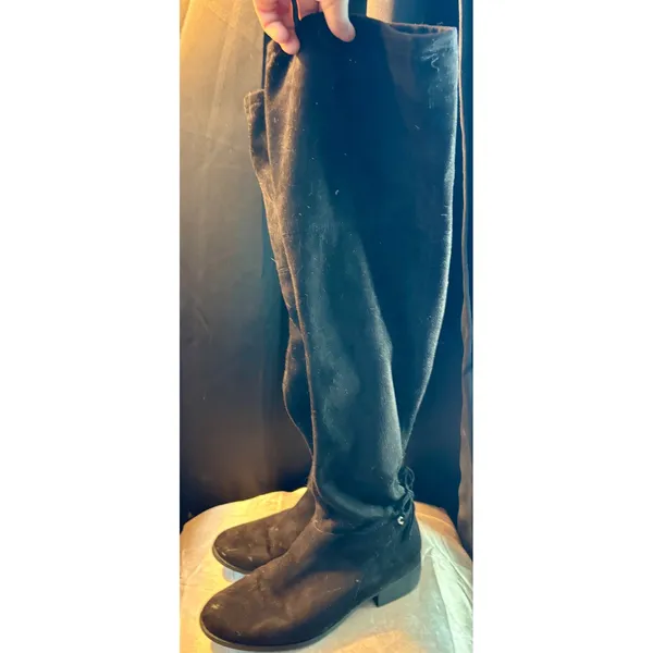 Aldo Black Faux Suede Over The Knee Boots Low Block Heel Size 37 US 6.5-7 - Image 3