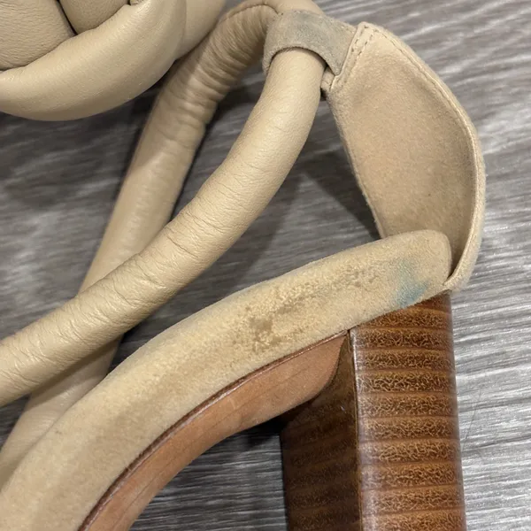 Alexandre Birman Puffy Knot Beige Leather Suede Block Heel Ankle Tie Sandals‎ 7 - Image 10