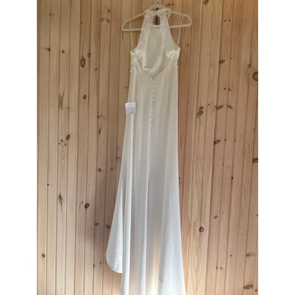 Lulus Radiant Adoration White Satin Lace Backless Halter Dress Elegant Medium - Image 6