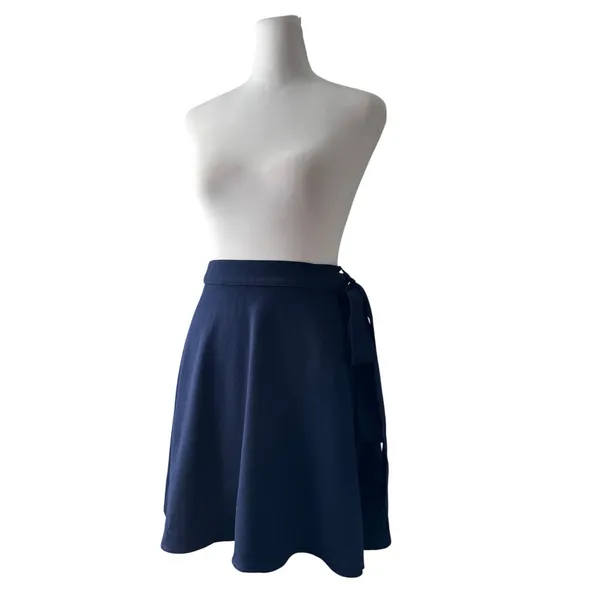 American Apparel Navy Blue Adjustable Self-Tie Wrap Mini Skirt - Image 3