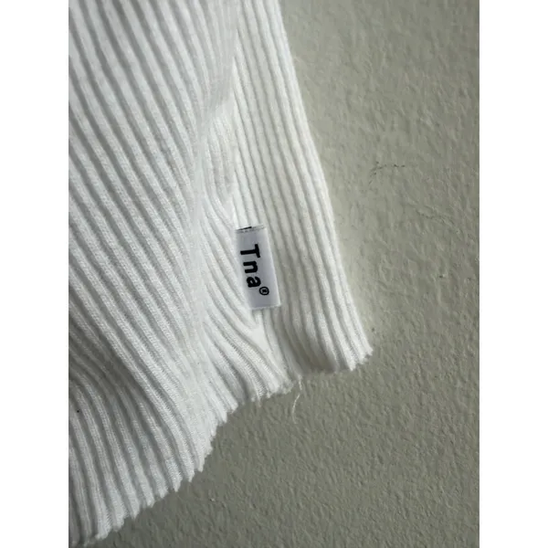 Tna‎ Aritzia White Ribbed Cropped Racerback Tank Top High Neck Small cut - Image 4
