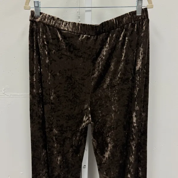 Anthropologie En Saison Madeleine Velvet Straight Leg Pants XL Brown Relaxed Fit - Image 6
