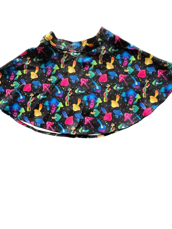 Body Rage Mini Skirt Spencer’s Mushroom Pattern Size Small Neon Colors Black - Image 3